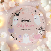 Girl Ghost Little Boo is een Halloween Baby shower Papieren Bordje
