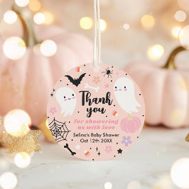 Girl Ghost Little Boo is een Halloween Baby shower Ronde Sticker