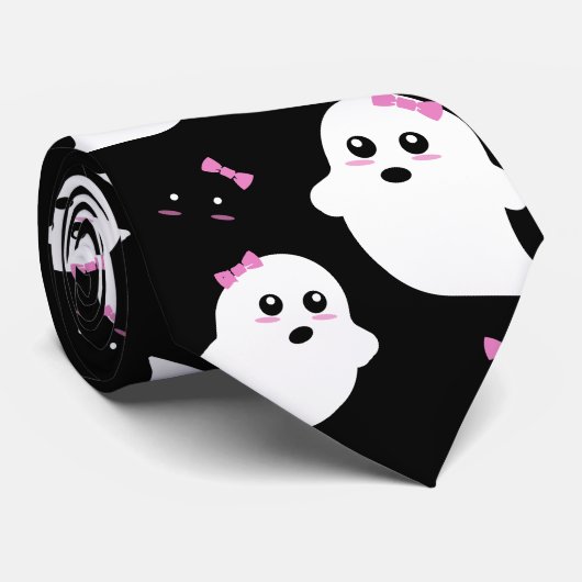 Girl Ghost Pattern Stropdas (Opgerold)