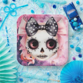 Girl Ghost Skeleton Halloween Roze thema Papieren Bordje (Feest)
