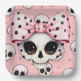 Girl Ghost Skeleton Halloween Roze thema Papieren Bordje