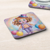 Girl Ginger Clown Plastic Onderzetter Set (Linkerzijde)