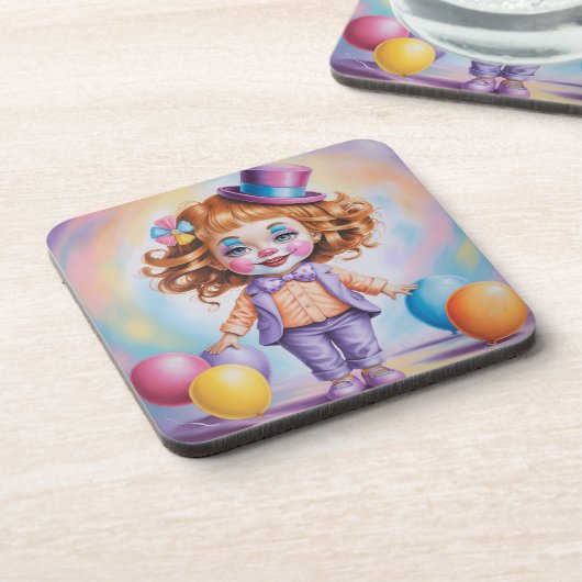Girl Ginger Clown Plastic Onderzetter Set (Linkerzijde)