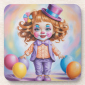 Girl Ginger Clown Plastic Onderzetter Set (Voorkant)