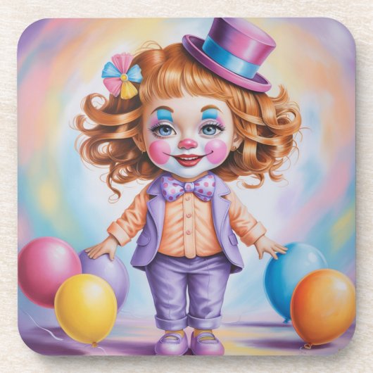 Girl Ginger Clown Plastic Onderzetter Set (Voorkant)
