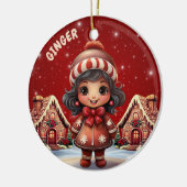Girl Gingerbread Village House Christmas Decor Keramisch Ornament (Links)