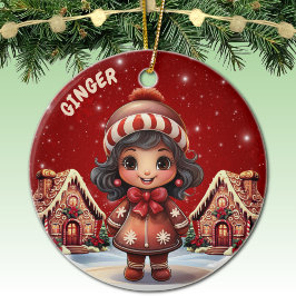 Girl Gingerbread Village House Christmas Decor Keramisch Ornament