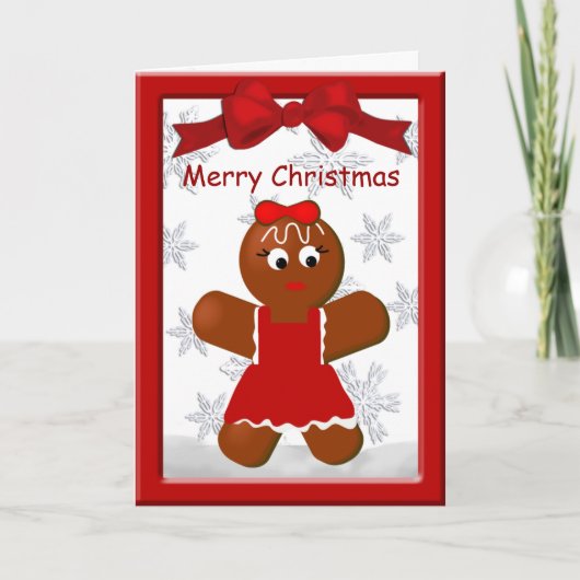 Girl Gingerbrood Cookie Merry kerstgroet Feestdagen Kaart (Voorkant)