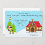 Girl Gingerbrood House Birthday Invitation Kaart (Voorkant / Achterkant)