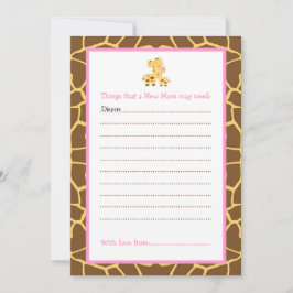 Girl Giraffe Advice List voor nieuw Baby shower Kaart