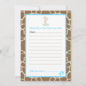 Girl Giraffe Advice List voor nieuw Baby shower Kaart (Voorkant)