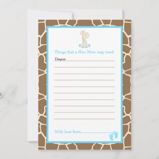 Girl Giraffe Advice List voor nieuw Baby shower Kaart (Voorkant)