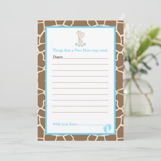 Girl Giraffe Advice List voor nieuw Baby shower Kaart (Staand voorkant)