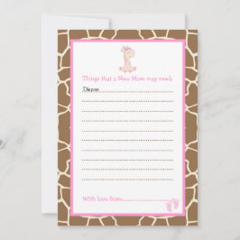 Girl Giraffe Advice List voor nieuw Baby shower Kaart