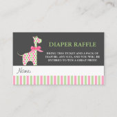 Girl Giraffe Baby shower Diaper Raffle Tickets Informatiekaartje (Voorkant)