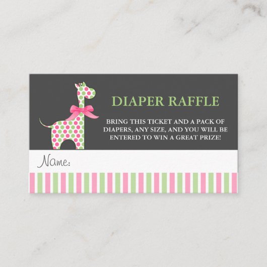 Girl Giraffe Baby shower Diaper Raffle Tickets Informatiekaartje (Voorkant)