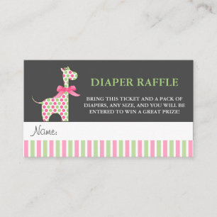Girl Giraffe Baby shower Diaper Raffle Tickets Informatiekaartje