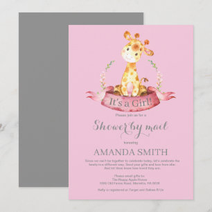 Girl Giraffe Baby shower door Mail Invitation Kaart