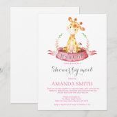 Girl Giraffe Baby shower door Mail Invitation Kaart (Voorkant / Achterkant)