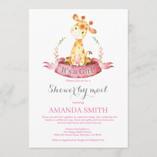 Girl Giraffe Baby shower door Mail Invitation Kaart