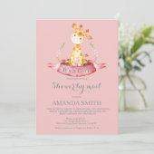 Girl Giraffe Baby shower door Mail Invitation Kaart (Staand voorkant)