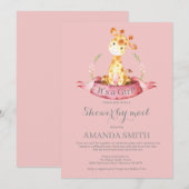 Girl Giraffe Baby shower door Mail Invitation Kaart (Voorkant / Achterkant)