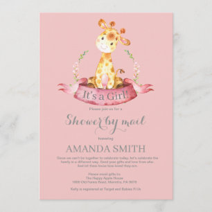 Girl Giraffe Baby shower door Mail Invitation Kaart