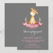 Girl Giraffe Baby shower door Mail Invitation Kaart (Voorkant / Achterkant)
