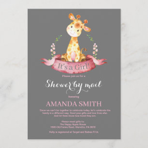 Girl Giraffe Baby shower door Mail Invitation Kaart