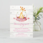 Girl Giraffe Baby shower door Mail Invitation Kaart (Staand voorkant)