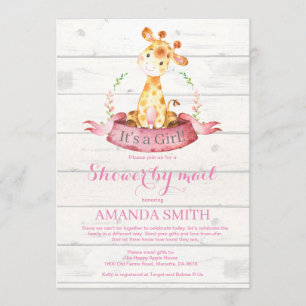 Girl Giraffe Baby shower door Mail Invitation Kaart