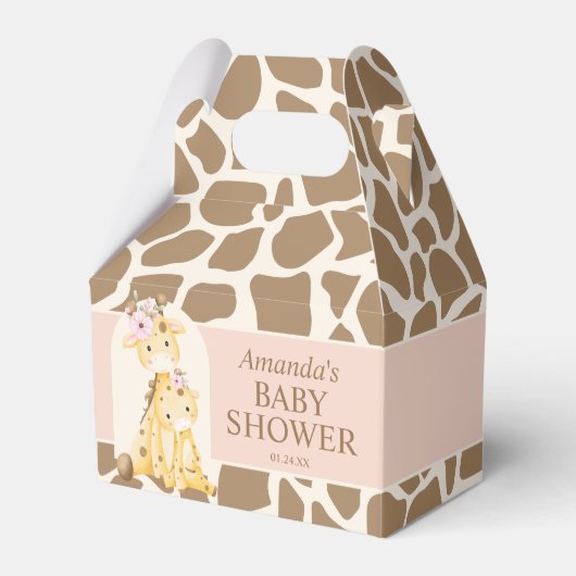 Girl Giraffe Baby shower Gable Box Bedankdoosjes (Voorkant Zijde)