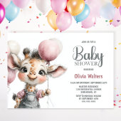 Girl Giraffe Baby Shower Invitation Kaart