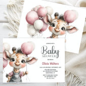 Girl Giraffe Baby Shower Invitation Kaart