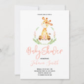 Girl Giraffe Safari Baby shower Uitnodiging (Voorkant)