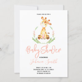 Girl Giraffe Safari Baby shower Uitnodiging