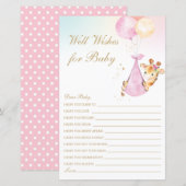 Girl Giraffe Well Wishes for Baby shower Activity (Voorkant / Achterkant)