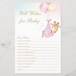 Girl Giraffe Well Wishes for Baby shower Activity