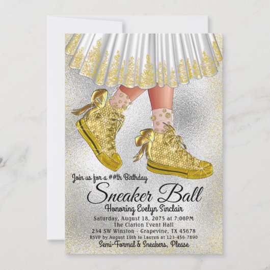 Girl Glam Sneaker Ball Birthday Party Invitation Kaart (Voorkant)