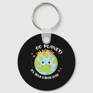 Girl Go Planet is uw aardse Shirt Schattigee Kinde Sleutelhanger