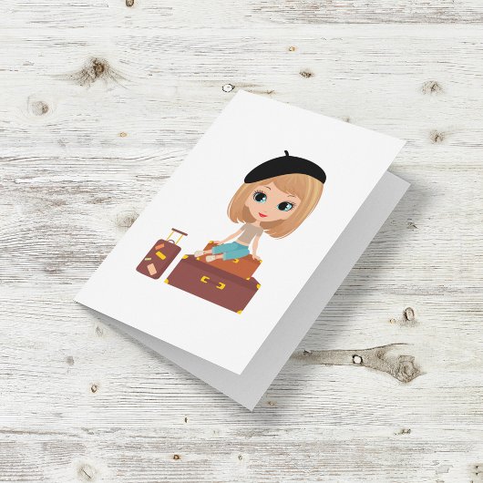 Girl Going On Holiday Card Kaart