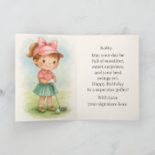 Girl Golfer Birthday Youth Folded Greeting Card Kaart (Binnen)