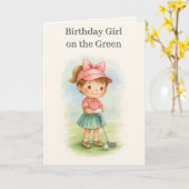 Girl Golfer Birthday Youth Folded Greeting Card Kaart (Gele Bloem)