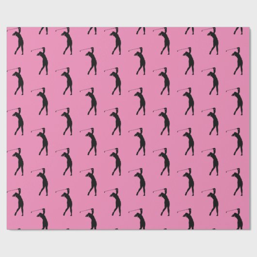 Girl Golfer Bright Pink Cadeaupapier (Vlak)