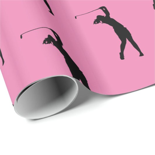 Girl Golfer Bright Pink Cadeaupapier (Rol Hoek)