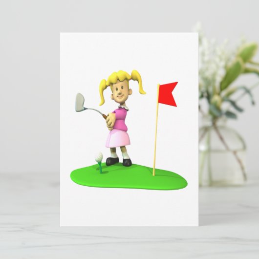 Girl Golfer Kaart (Staand voorkant)