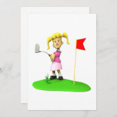 Girl Golfer Kaart (Voorkant / Achterkant)