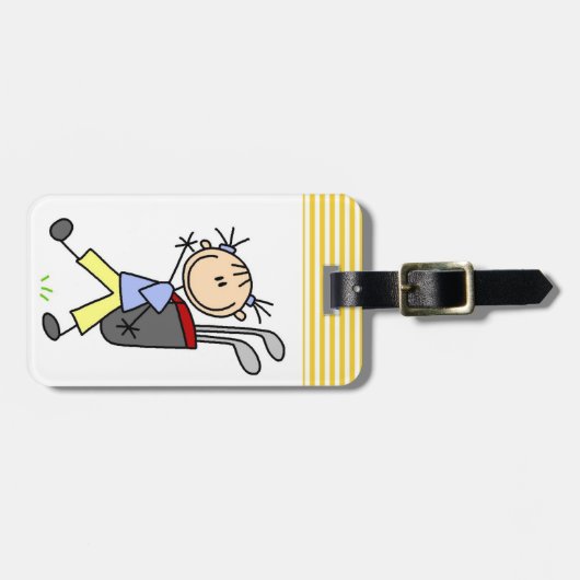 Girl Golfer met tas en clubs Bagagelabel (Voorkant horizontaal)