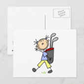 Girl Golfer met tas en clubs Briefkaart (Voorkant / Achterkant)