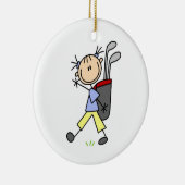 Girl Golfer met tas en clubs Keramisch Ornament (Rechts)
